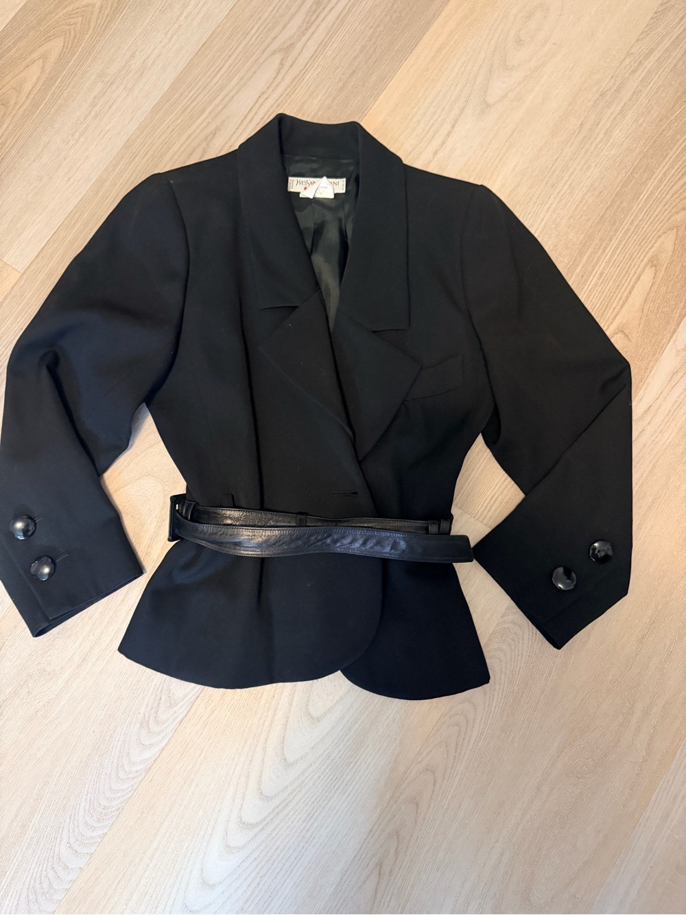 Yves Saint Laurent Black Tailored Blazer with Belt